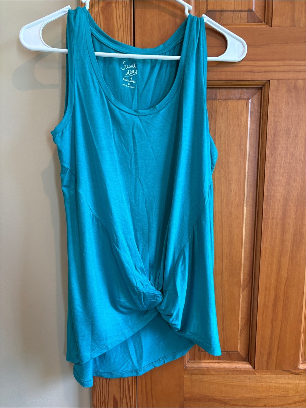 Teal Knot-Front Tank Top - Women's